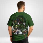 Zoro Oversized T-Shirt with Dragon Slash Anime Design – Green