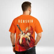Kenshin Oversized T-Shirt featuring detailed samurai sword pose from the anime