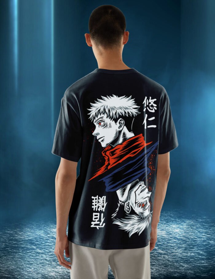 Yuji x Sukuna Oversized T Shirt Jujutsu Kaisen Design Back Print Buffring sideback Yuji x Sukuna Oversized T Shirt Jujutsu Kaisen Design Back Print Buffring sideback