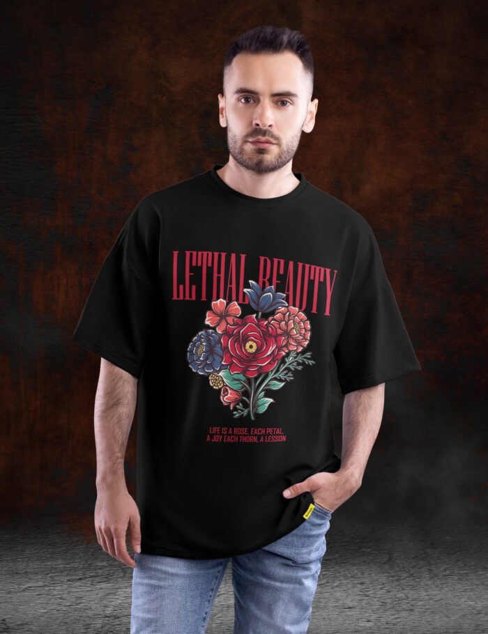 BUFFRING Lethal Beauty Oversized T-Shirt – Premium Streetwear Floral Design_01BUFFRING Lethal Beauty Oversized T-Shirt – Premium Streetwear Floral Design_03 Lethal Beauty Unisex Oversized T-Shirt